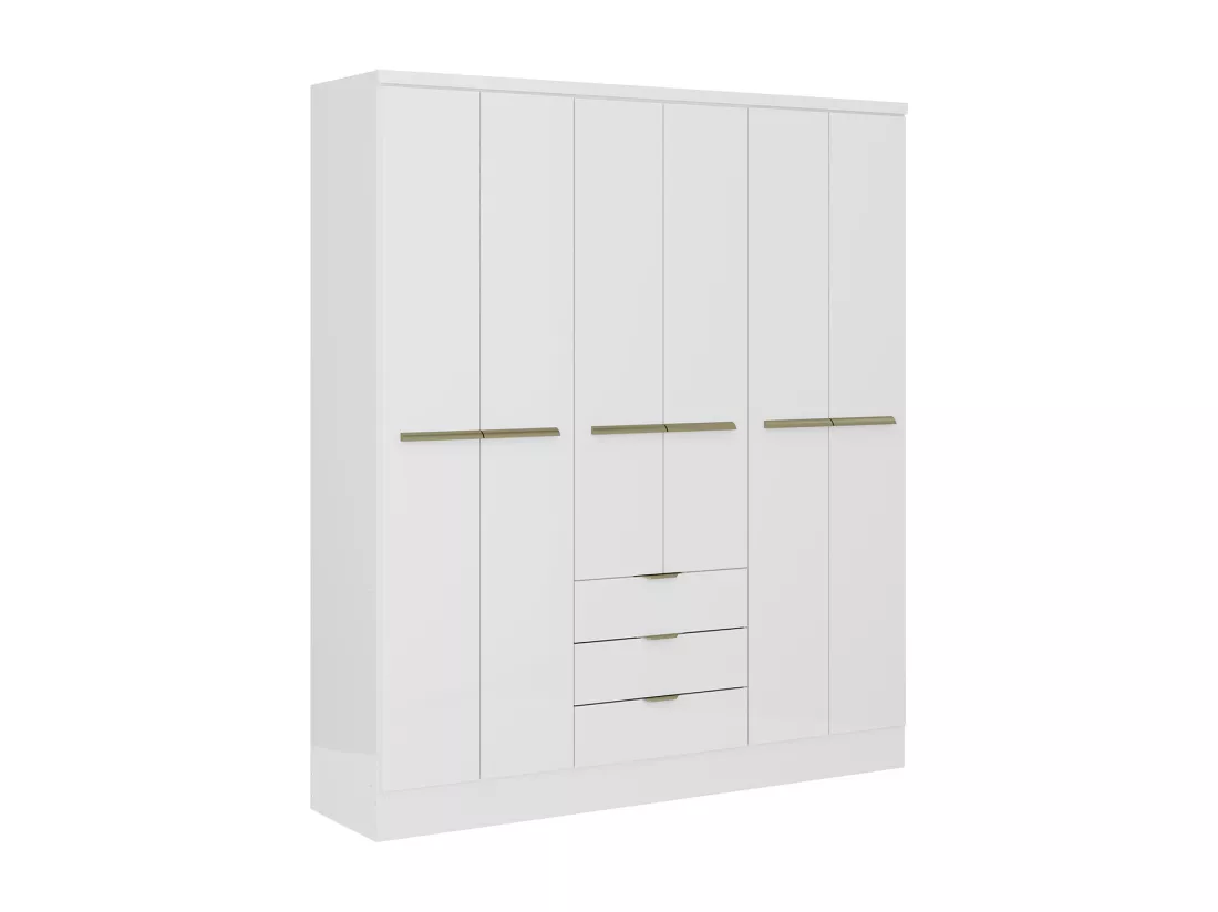 Armoire 6 portes et 3 tiroirs - L180 cm - Blanc - PEROLI