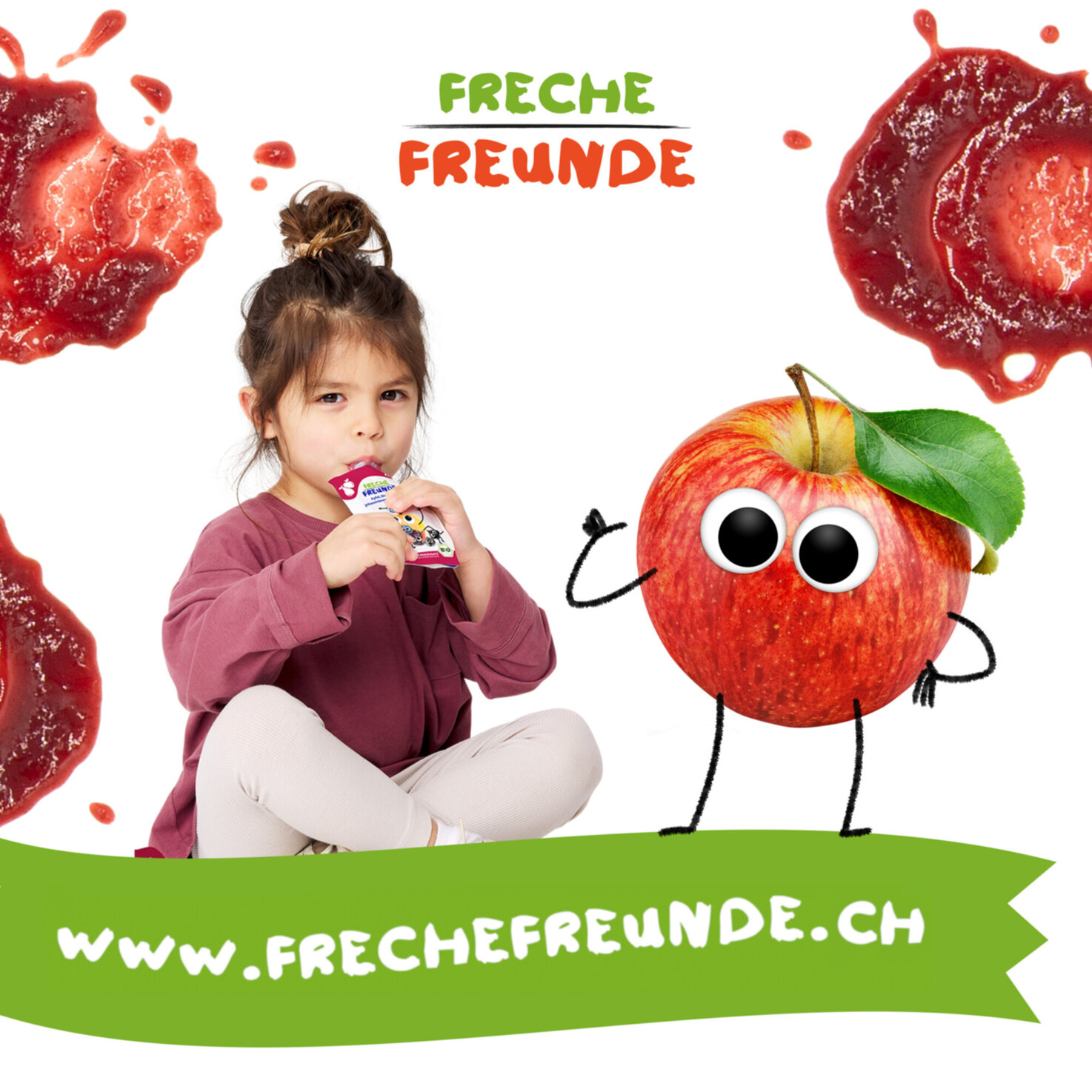 Freche Freunde Bio Quetschbeutel Apfel, Blaubeere, Johannisbeere & Brombeere 6+ Monate