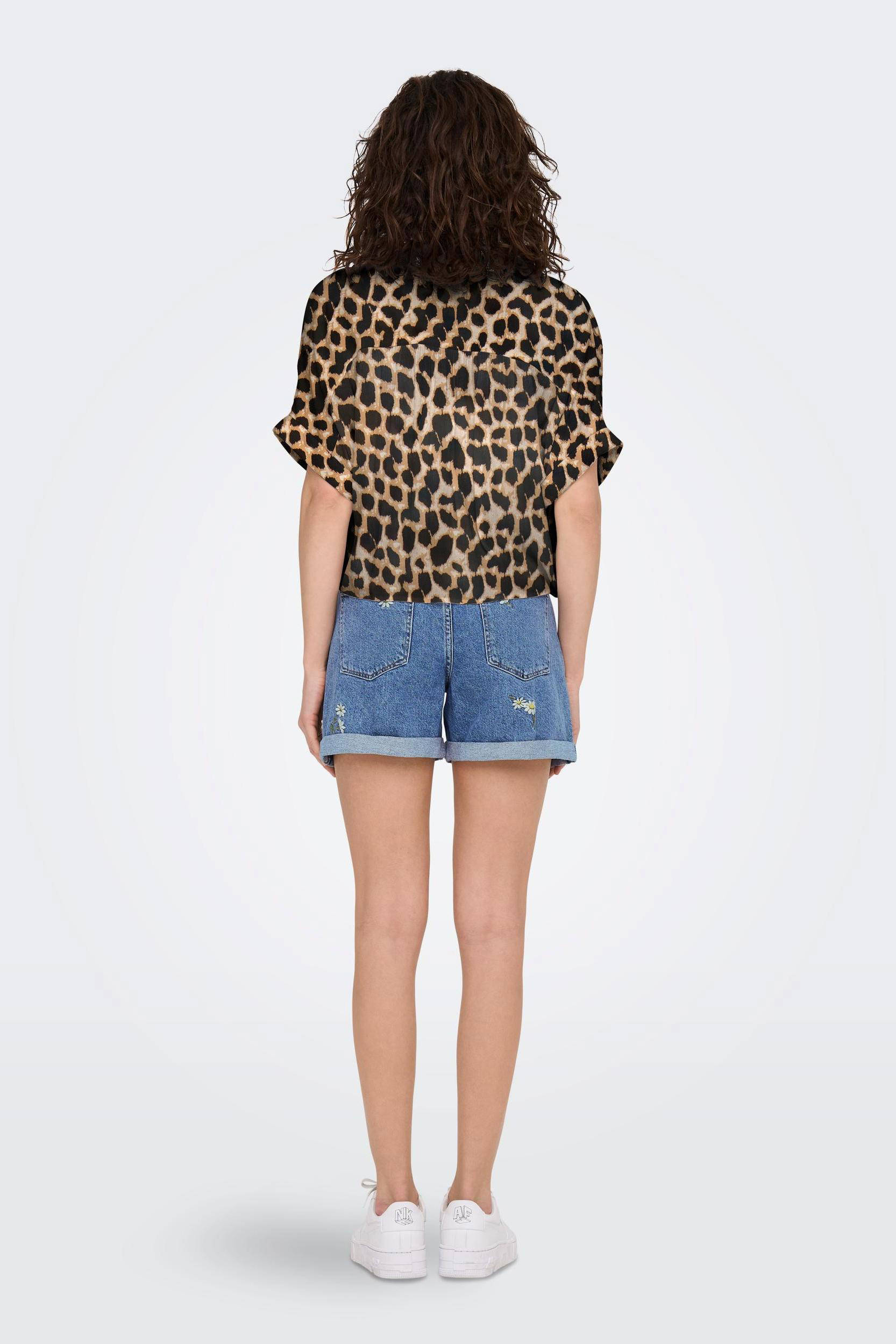 ONLY blouse ONLPAULA met panterprint bruin/zwart