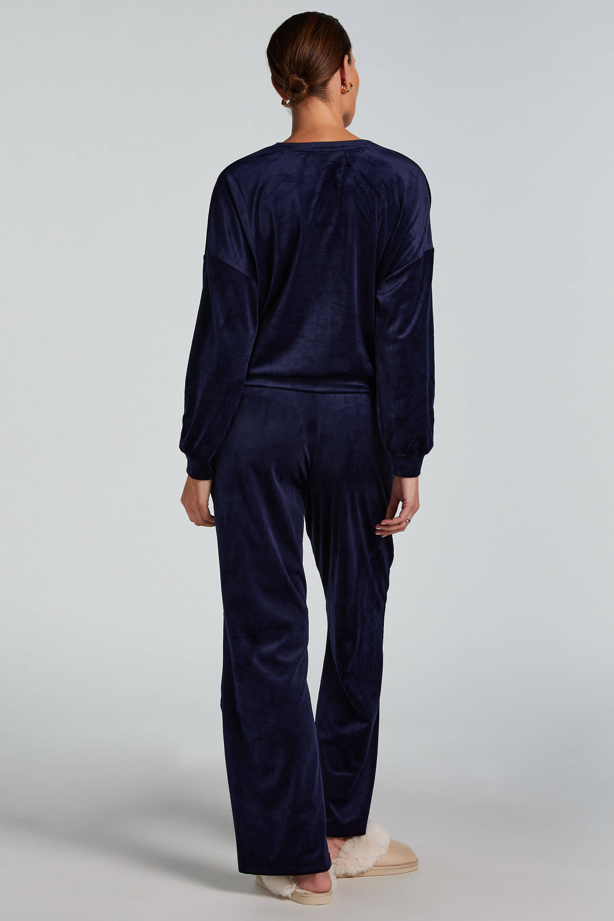 Hunkemöller fluwelen pyjamabroek donkerblauw