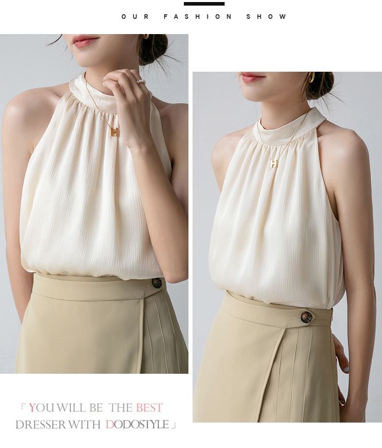 EFO - Haltertop met mock neck en effen kleur