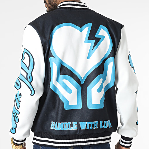 Veste Teddy Bleu Marine Blanc