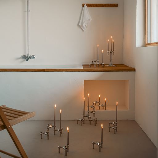 Stoff Nagel 3-pak Lysestage, Krom