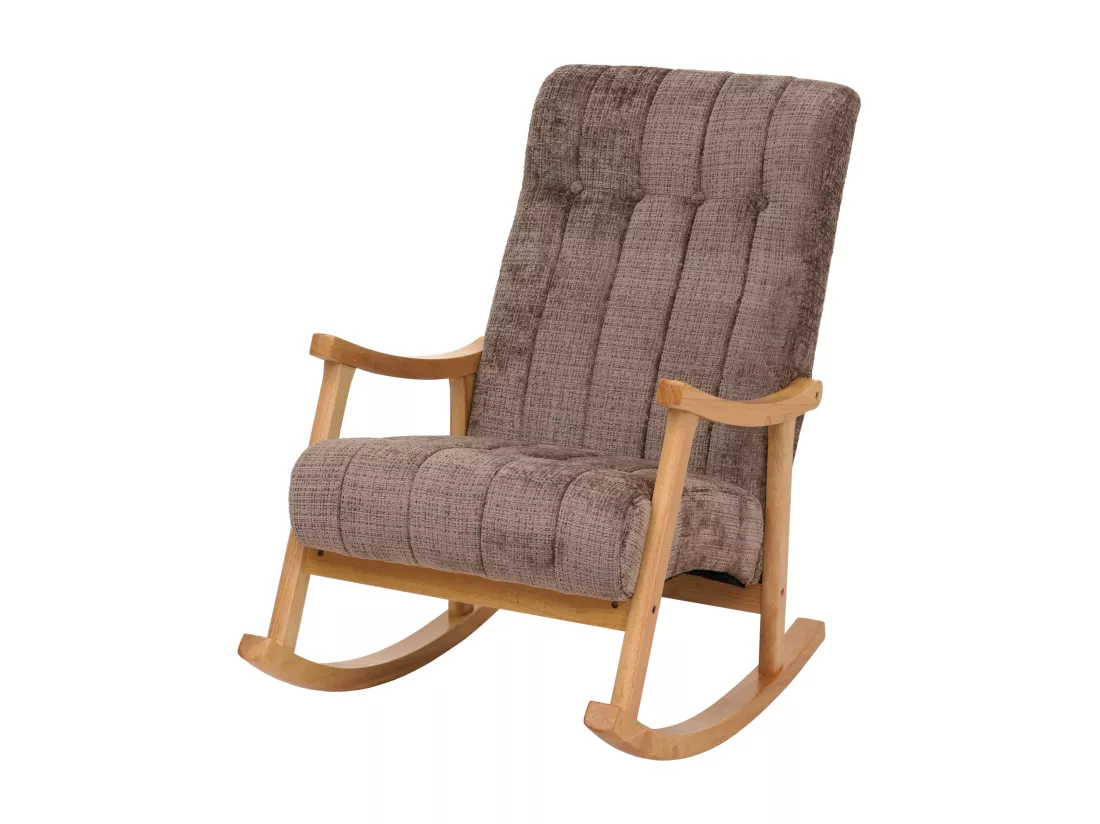 Fauteuil à bascule MCW-K10, marron, piètement naturel