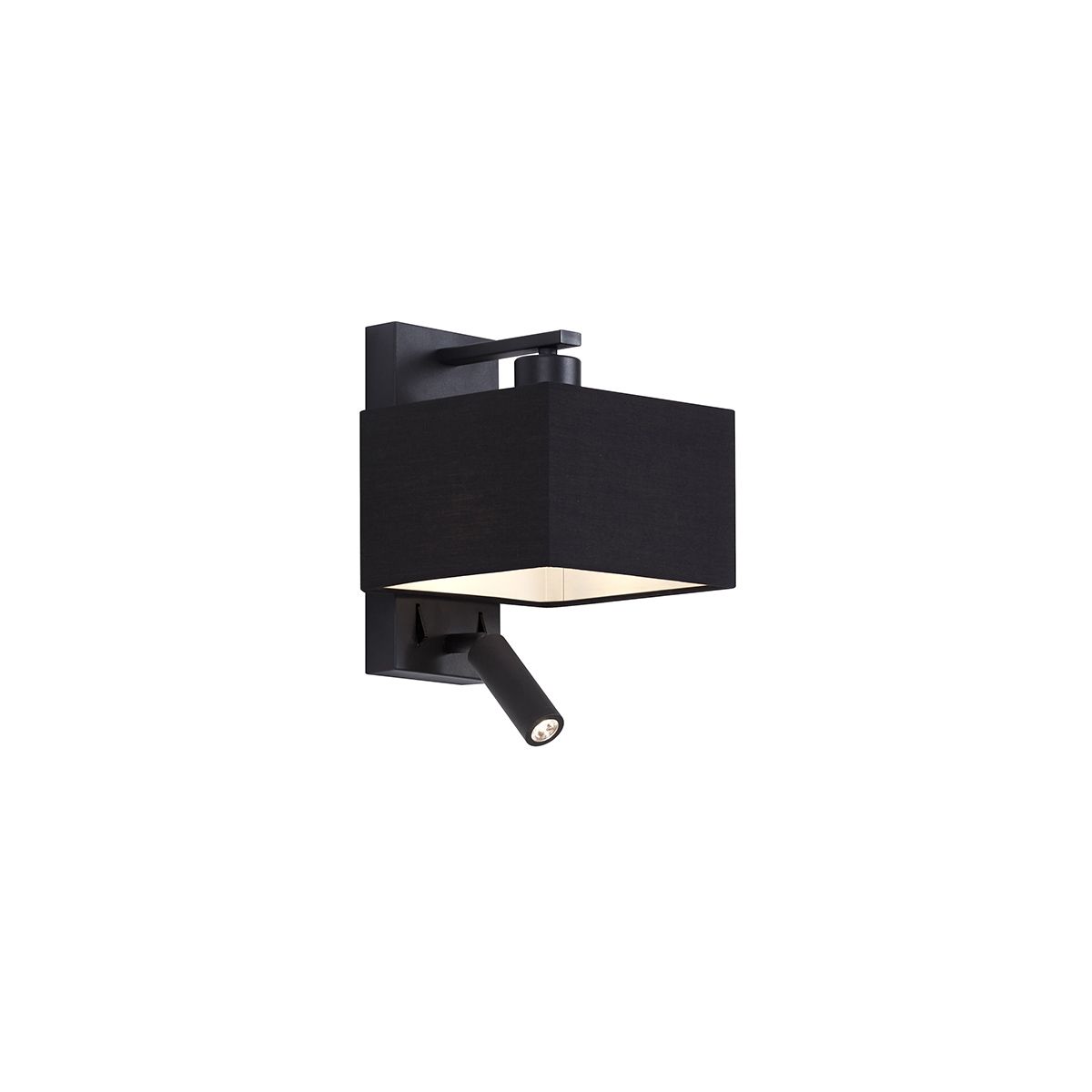 Moderne wandlamp zwart vierkant met leeslamp - Puglia