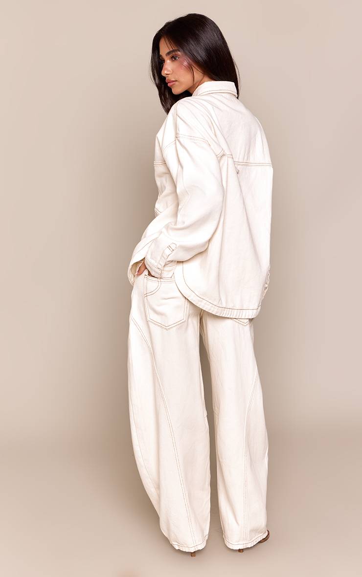 Ecru Jean Barrel Petite Avec Détails De Coutures