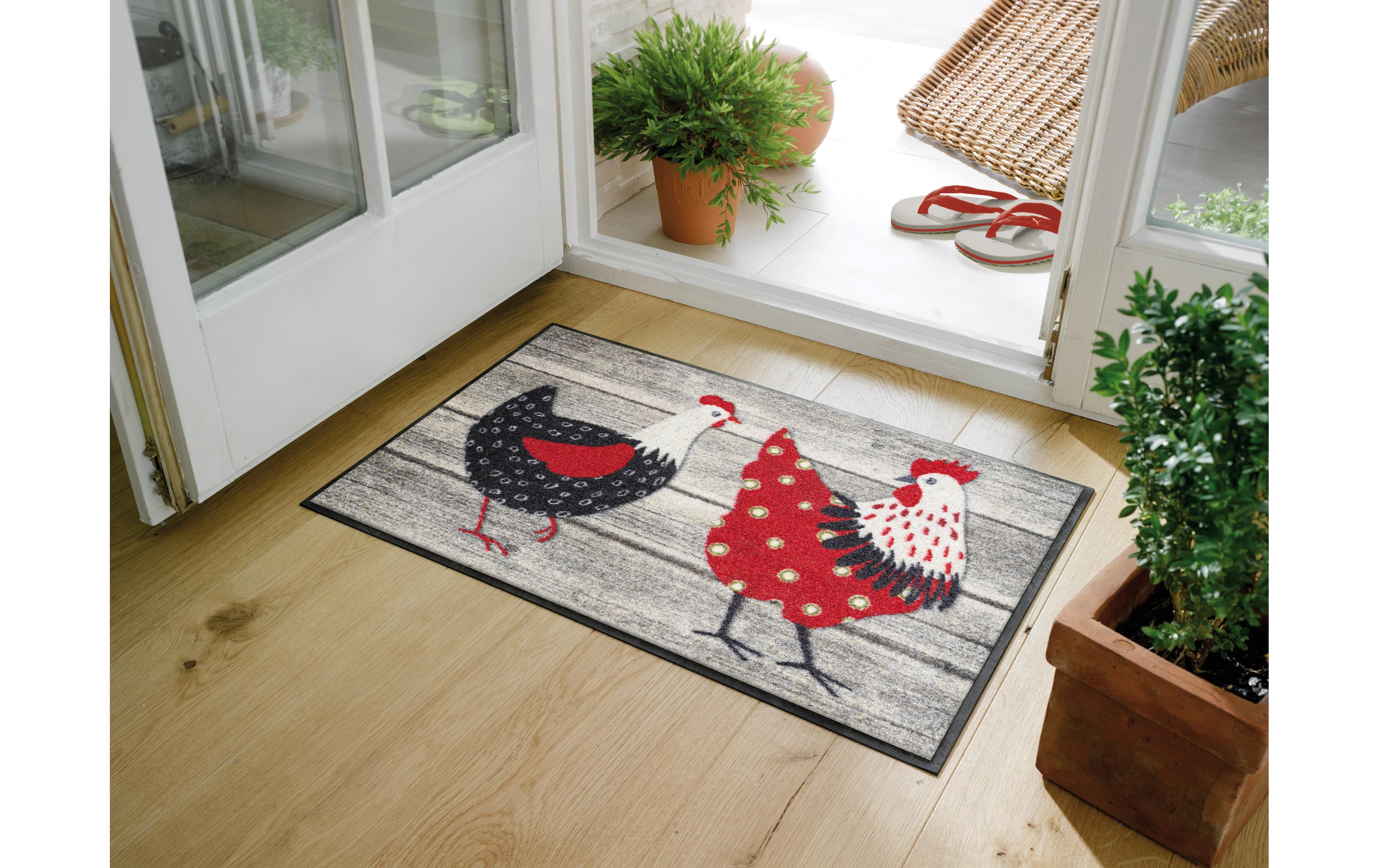Fussmatte Chicken Farm 50 x 75 cmPflegeleichte und rutschfeste Schmutzfangmatte
