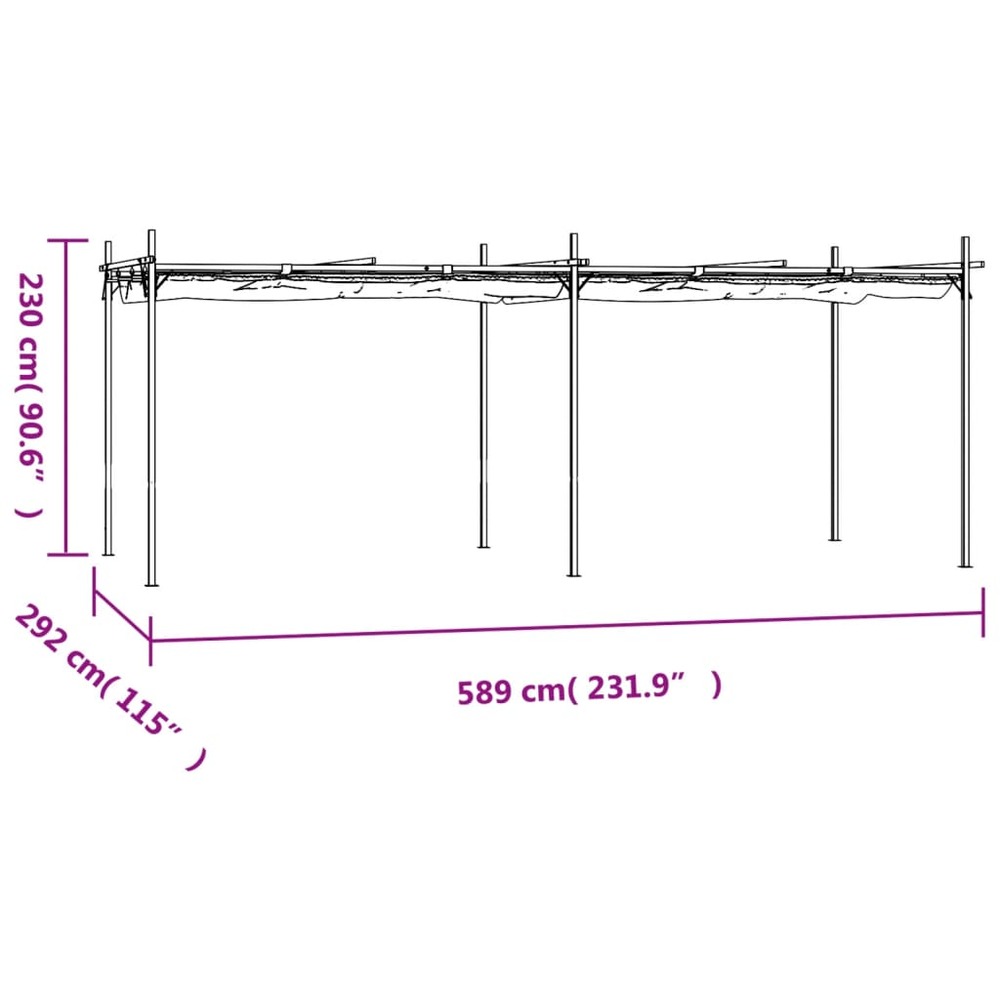 Pergola avec toit rétractable anthracite 589x292x230 cm