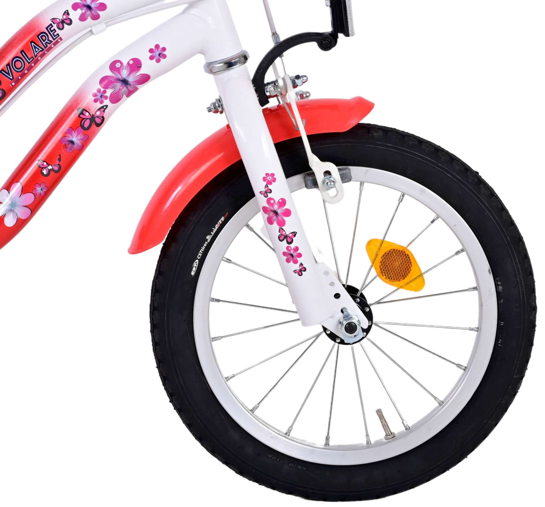 TPFSports Lovely Kinderfahrrad - Mädchen - 14 Zoll - 2 Handbremsen - Rot/Weiß
