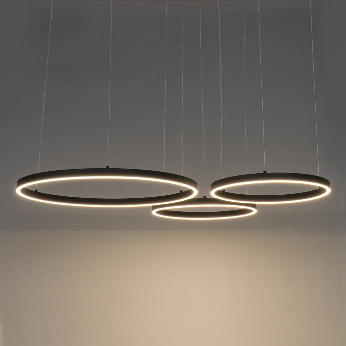 Hanglamp zwart incl. LED 3-staps dimbaar 3-lichts - Anello