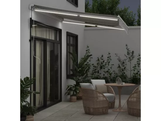 Auvent rétractable automatique avec LED anthracite et blanc