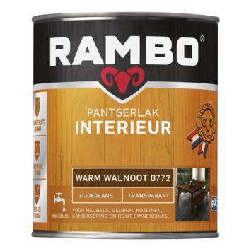 Rambo pantserlak interieur transparant zijdeglans warm walnoot 750 ml