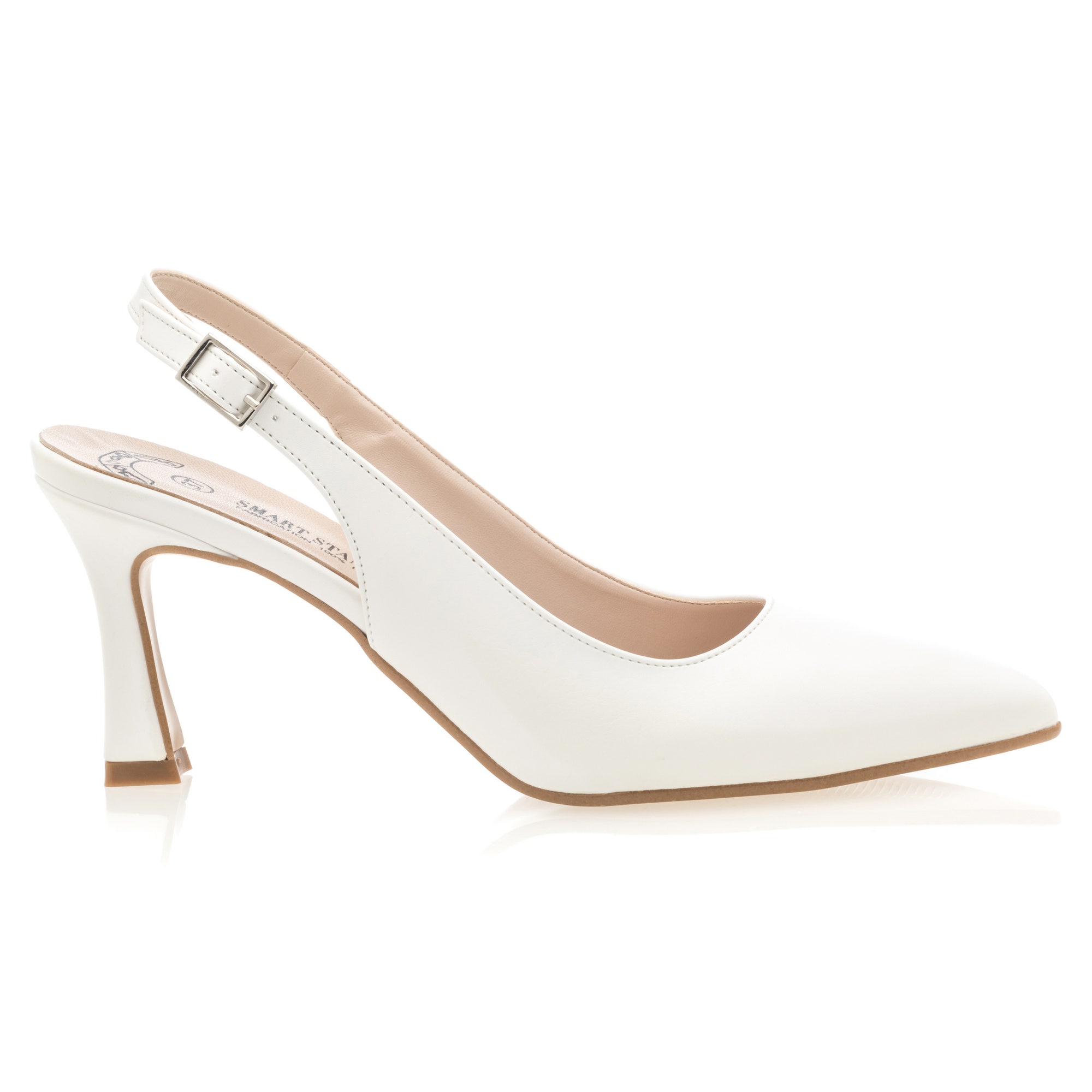 Escarpins avec bride arrière à talon Femme blanc