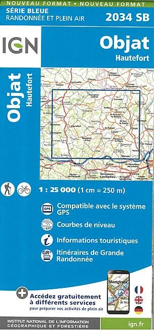 IGN - 2034 SB OBJAT HAUTEFORT 1 25 000