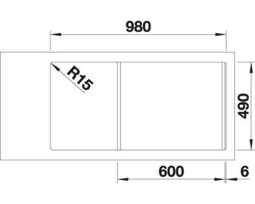 Blanco DIVON II 6 S-IF spoelbak, 1000 x 510 mm, roestvrij staal, satijnglans, 521662, 1 bak, met afdruipgedeelte, bak rechts, met bijzetbak, vlak ingebouwd