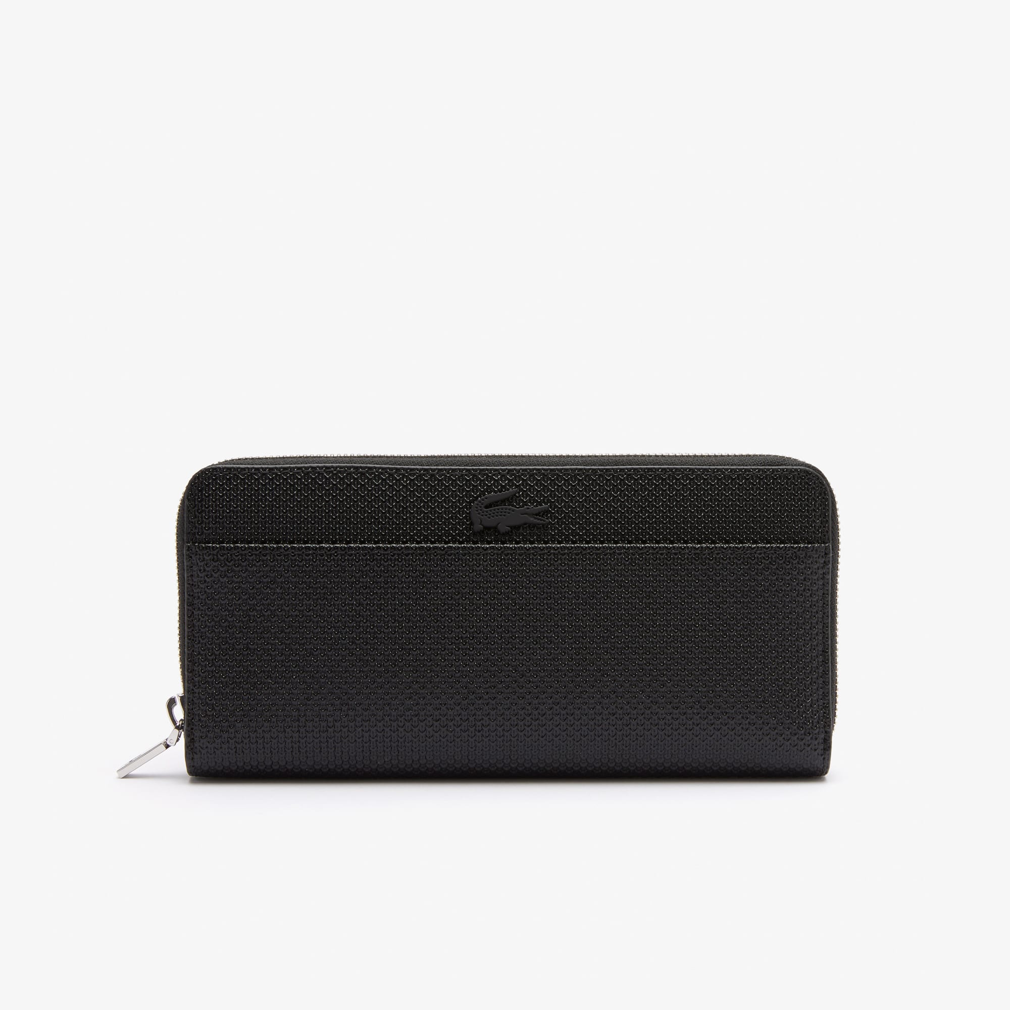 Grand portefeuille unisexe Chantaco zippé en cuir piqué Portefeuilles & Petite Maroquinerie - Noir - Lacoste - Unisex