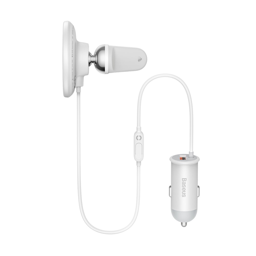 (40W) Magnetische Qi Wireless USB A Auto KFZ Smartphone Halterung Ladegerät für Lüftungsgitter - Weiss