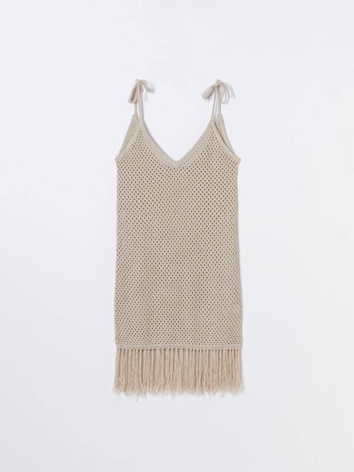 Vestido vazado com brilho - Dourado