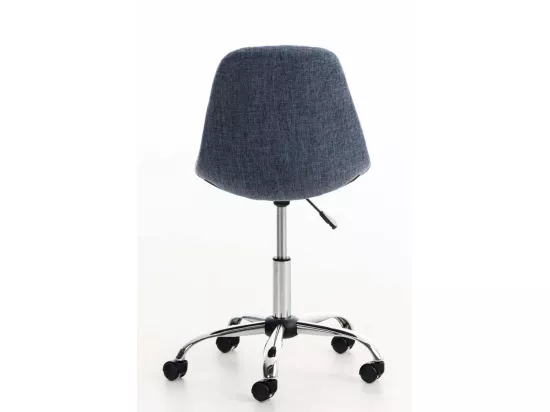 Chaise de bureau - Tissu & Métal chromé - Bleu - Emil