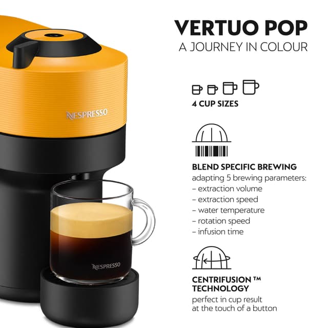 Nespresso Vertuo Pop kaffemaskine fra DeLonghi ENV90.Y (Mango Yellow)