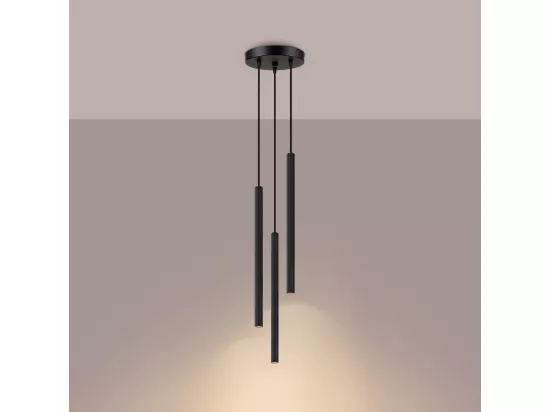 Pendentif Arche moderne en acier - 3 sources lumineuses - L.20 x H.120 cm - noir