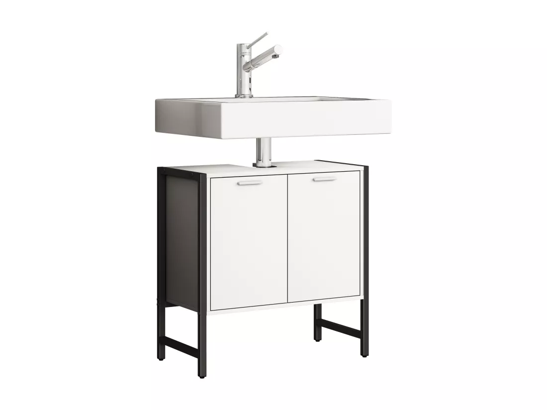 Armoire basse de salle de bain en bois Edino Portes battantes