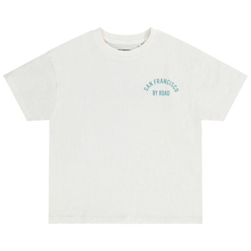 T-shirt manches courtes oversize prints incurvés pour garçon - Ecru