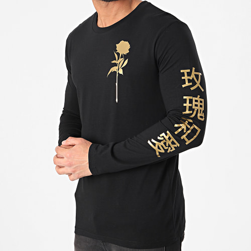Tee Shirt Manches Longues Oriental Mono Noir Or