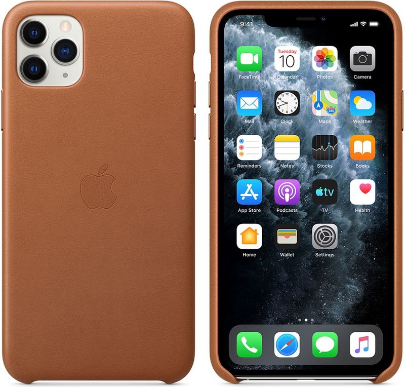 Apple - Leather Backcover - Case - Zwart - Leer