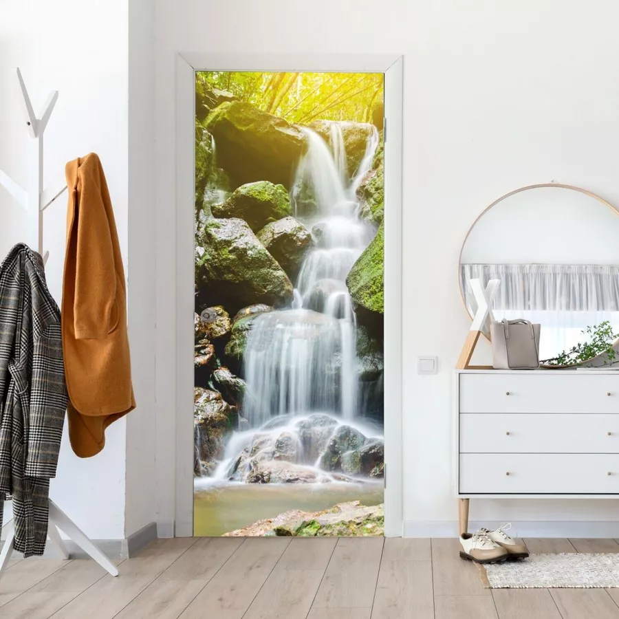 Nikima Türbild TB-06 selbstklebendes Türbild – Wasserfall Klebefolie bunt
