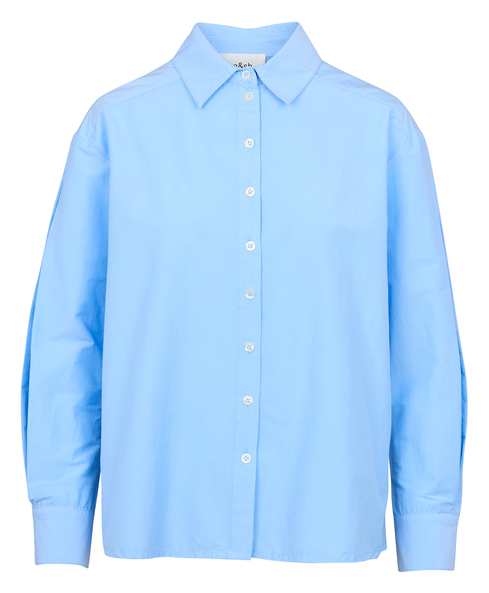 DEMIE - Chemise droite col classique en coton | Bleu