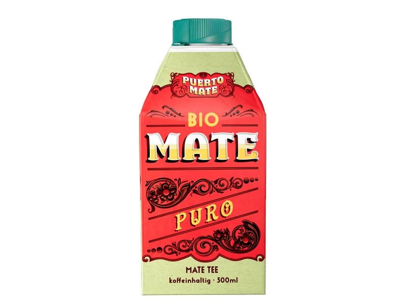 Puerto Mate Bio – Mate Puro 8 x 0.5 l Koffeinhaltiges Erfrischungsgetränk aus Mate-Tee