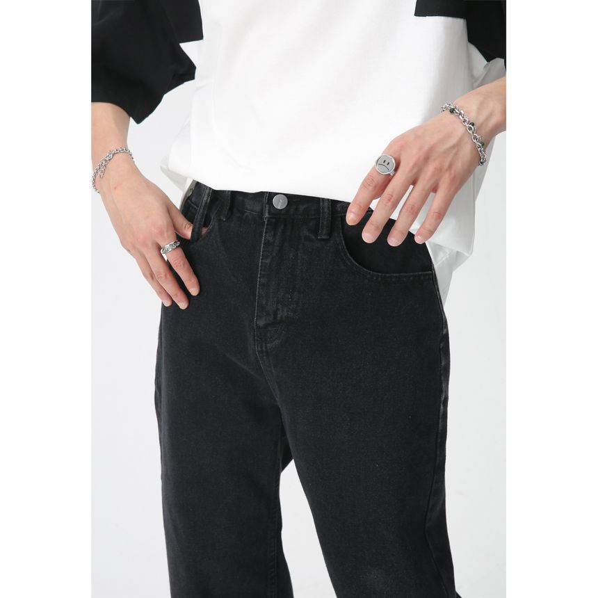 FAERIS - Mid Rise Washed Wide Leg Jeans