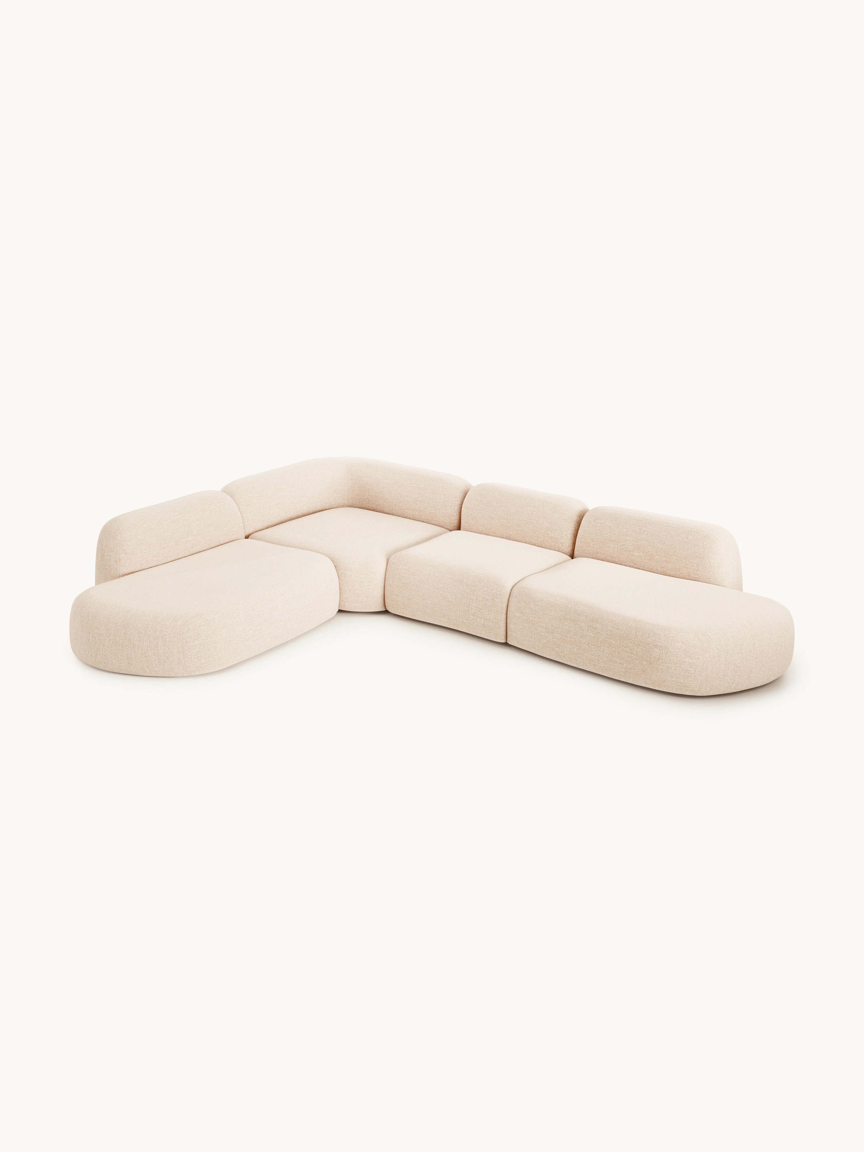 Modulaire bouclé XL hoekbank Wolke met chaise longue