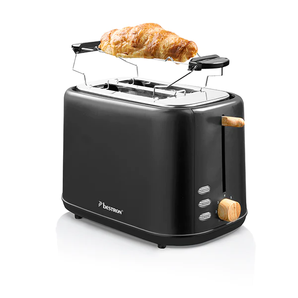 Toaster grille-pain 2 tranches noir et bois Bestron
