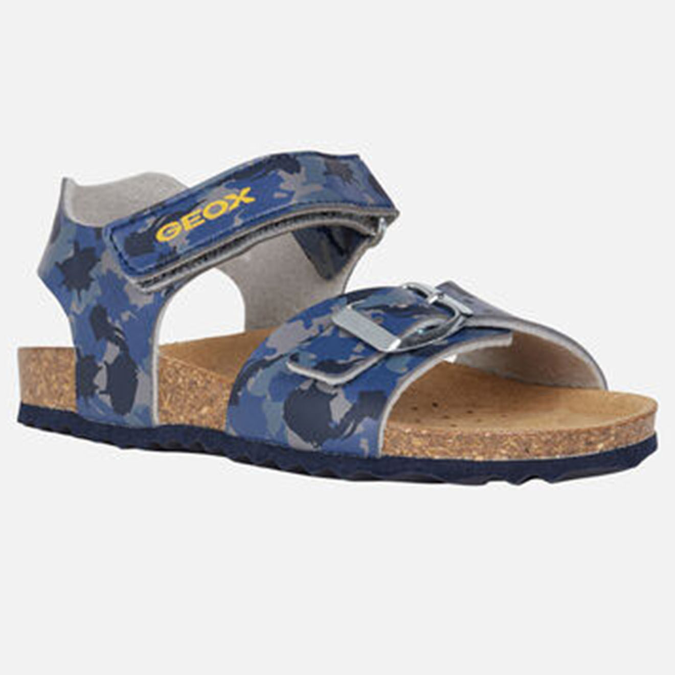 Geox Sandales Ghita en Cuir gris/bleu