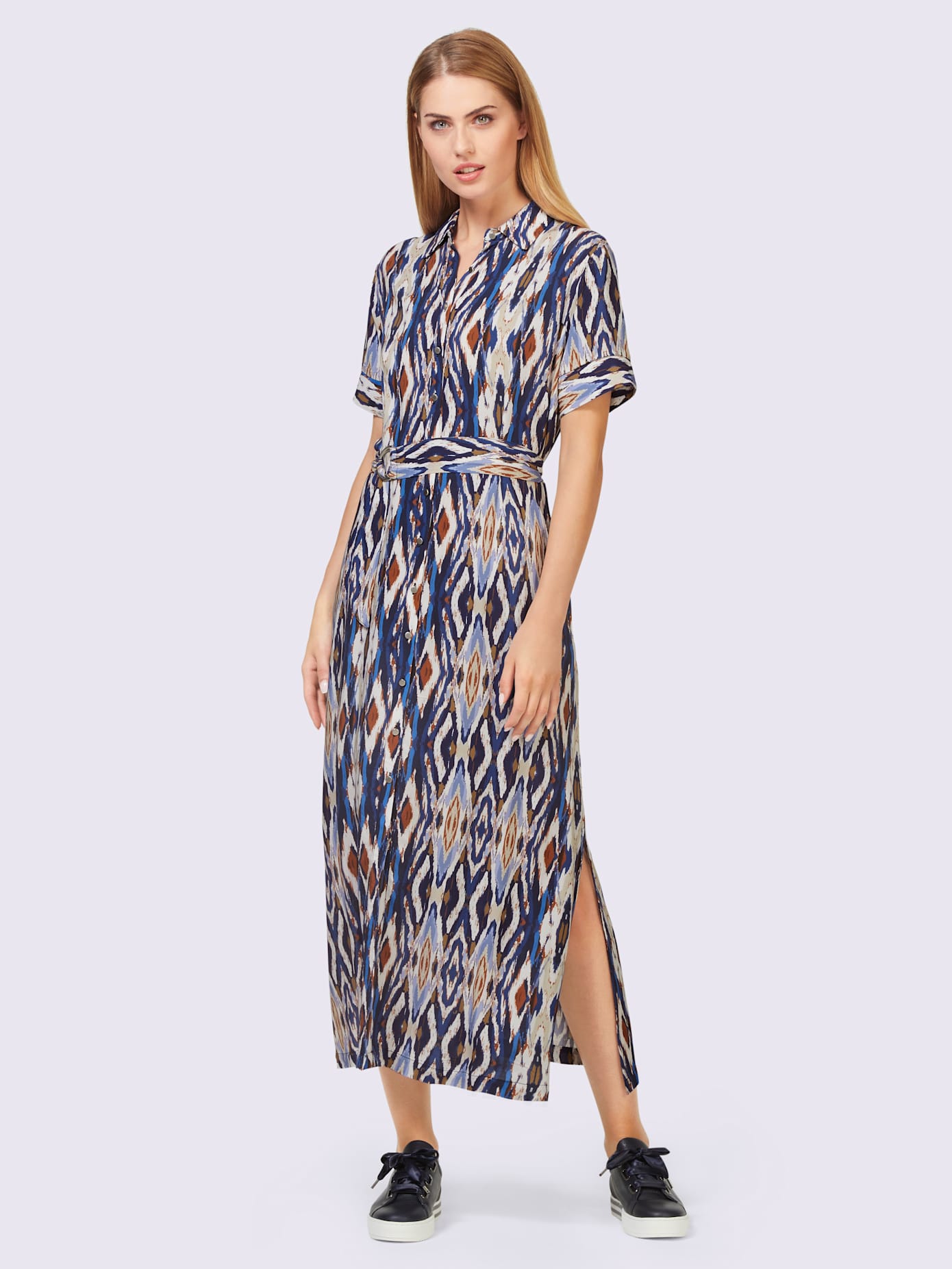 Robe imprimée patte de boutonnage sur toute la longueur