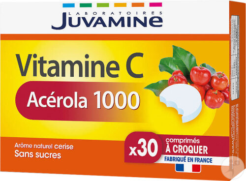 Juvamine Vitamine C Acerola 1000 Sans Sucre 30 Comprimés À Croquer