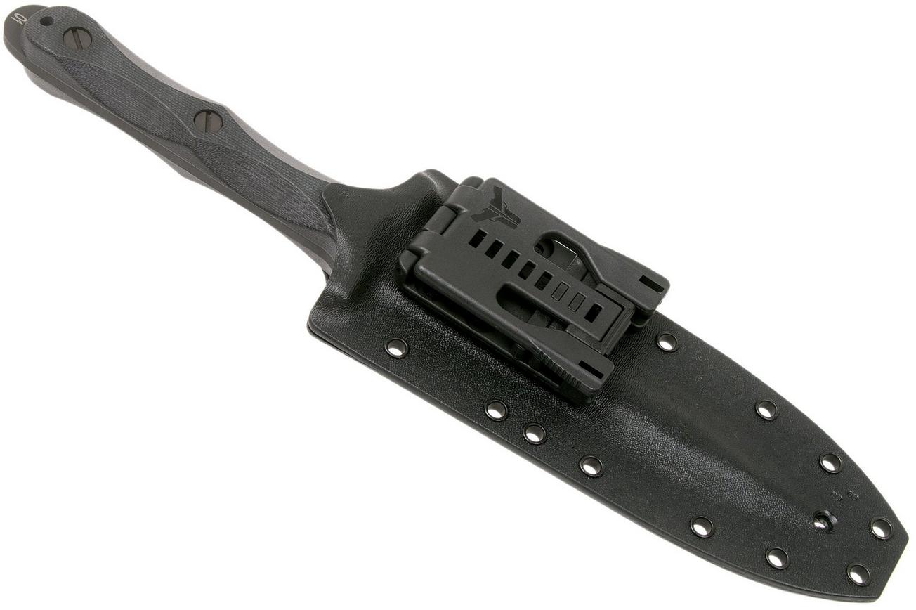 Rick Hinderer EK Dagger O1 Parkerized, Black Micarta commando dolkmes