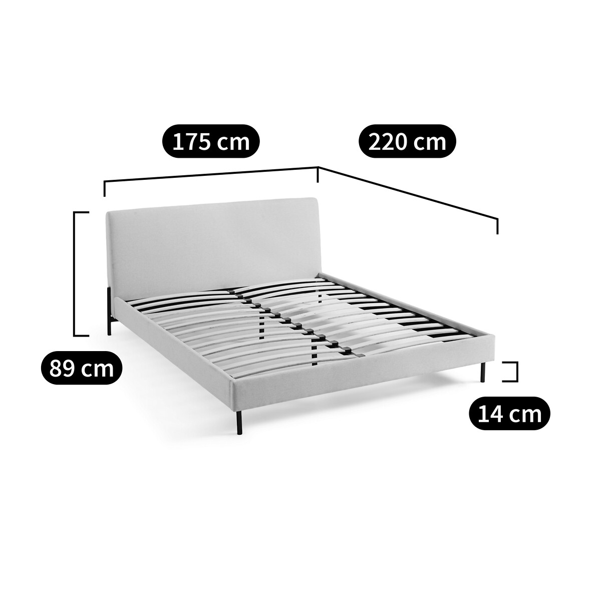 LA REDOUTE INTERIEURS<br>Cama estofada com base de ripas, Tella