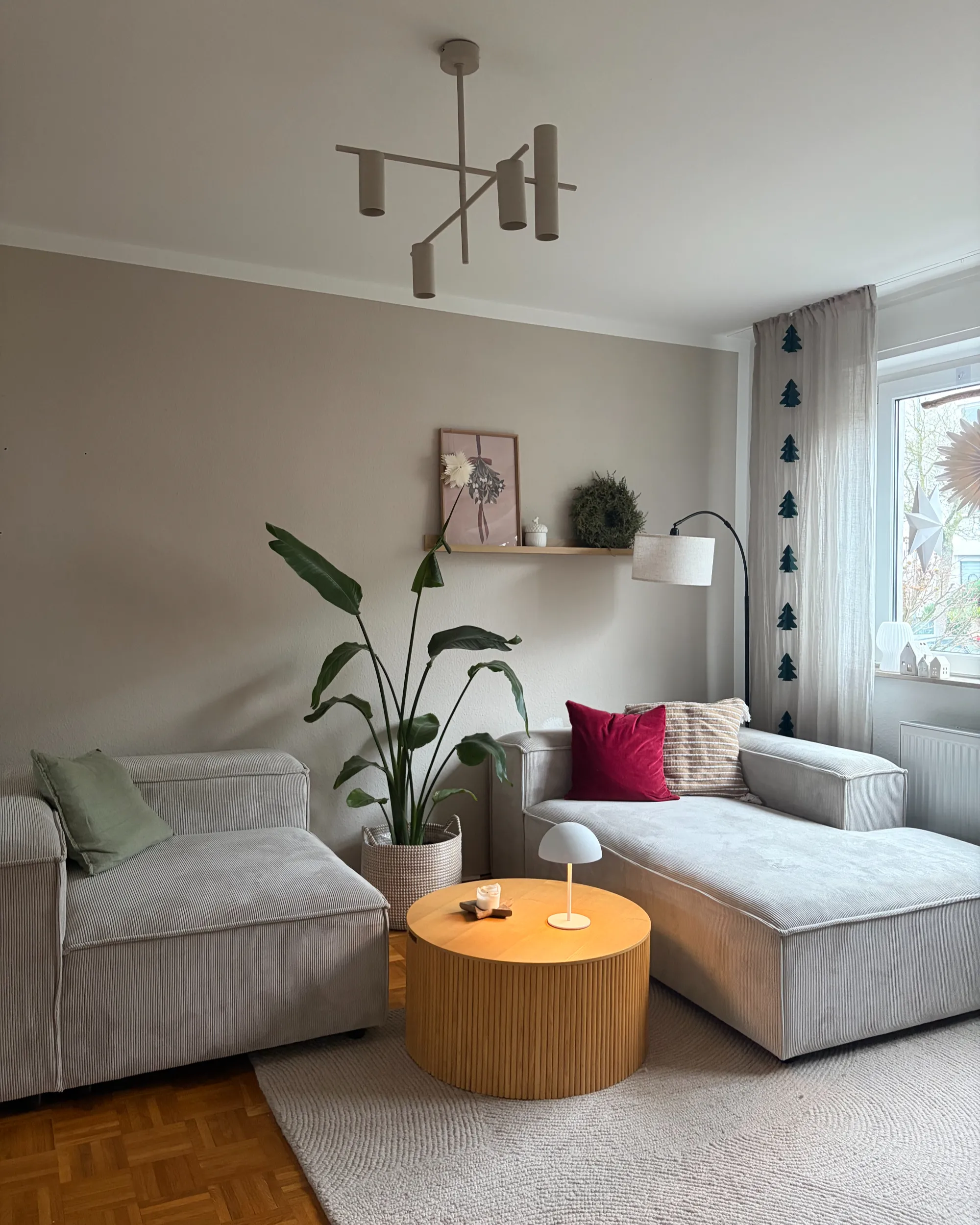 Modulaire hoekbank 3-zits ARDAL Corduroy Taupe met ottomaan linkszijdig