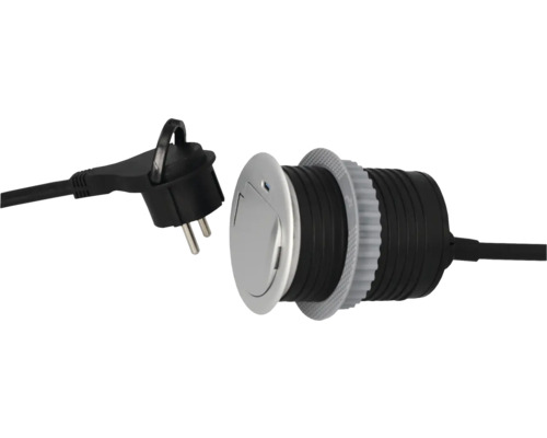 Inbouw-tafelcontactdoos, 1x geaard, 1x USB-C, 1,5 m kabel