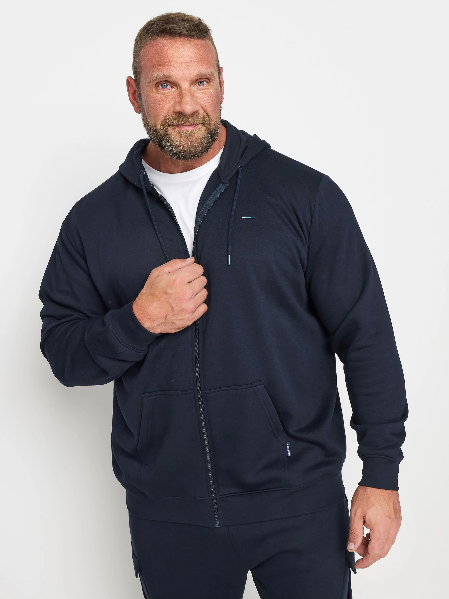 Blauw - BadRhino Big & Tall Essential Zip-Up Hoodie