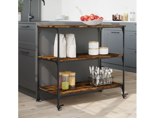 VIDAXL - Chariot de cuisine chêne fumé 102x50x95 cm bois d'ingénierie