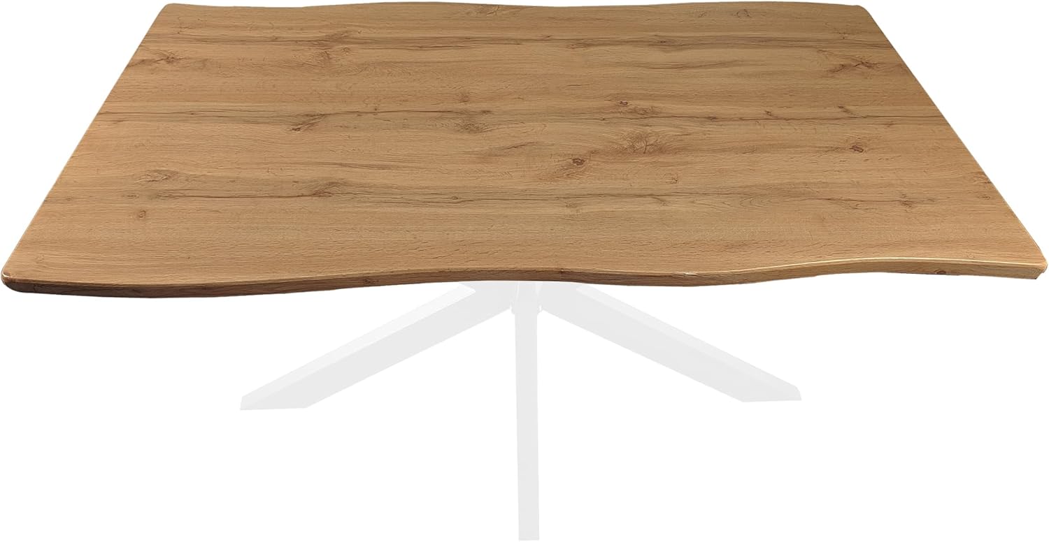 Esstisch 120x80 cm Holz 40mm Eiche-Optik, Spider Gestell weiß, Baumkantentisch aus Holz, Casa Massiva