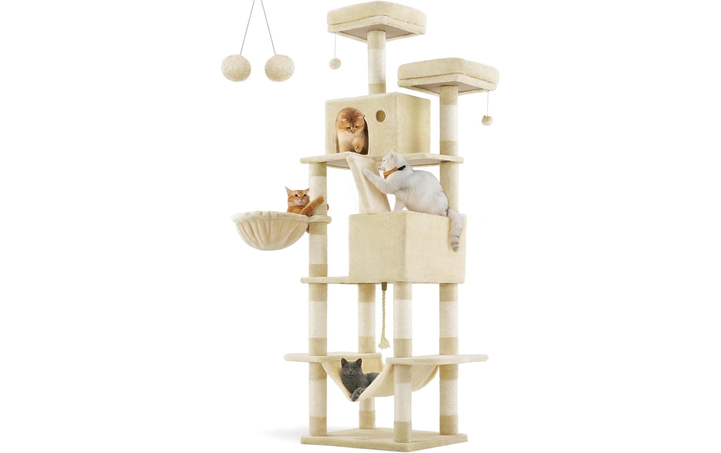 Kratzbaum sandbeige 60 x 50 x 206 cm<br>Katzenmöbel