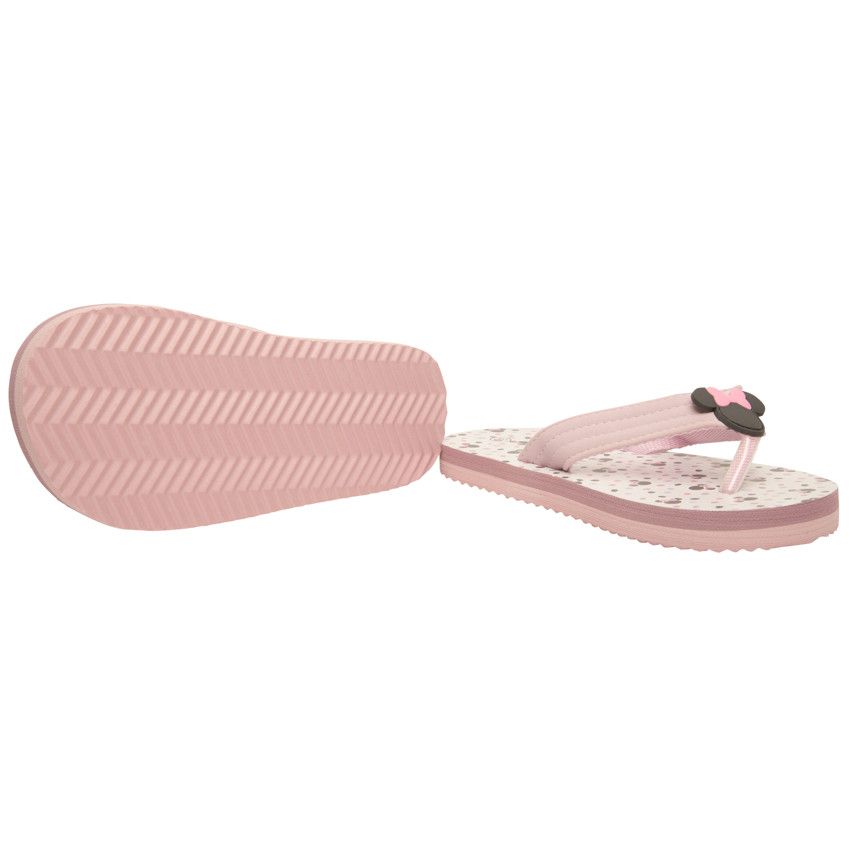 Tongs à bride souple imprimé et badge Minnie Disney pour fille avec lanière selon l'âge - Lilas