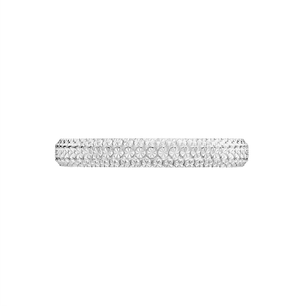 Alliance Multi Facettes Diamantee Ruban Plat Or Blanc