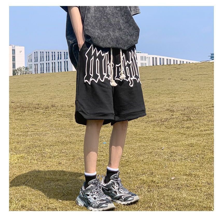 POSI - Sweatshorts met trekkoord en letters