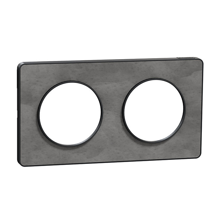 Plaque de finition double Schneider Electric Odace Touch ardoise liseré anthracite